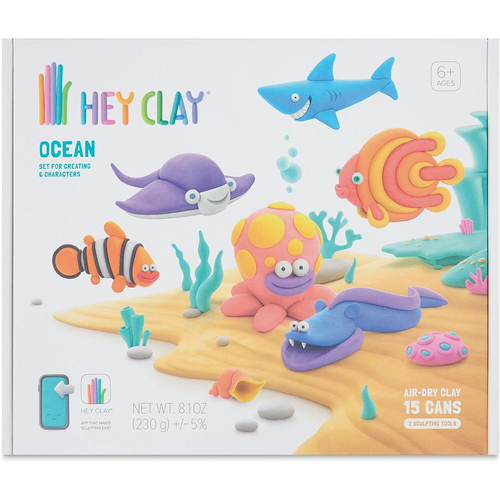 Hey Clay Ocean 15 Cans & 2 Tools Kids/Childrens Creative Clay Play Set 6-36m