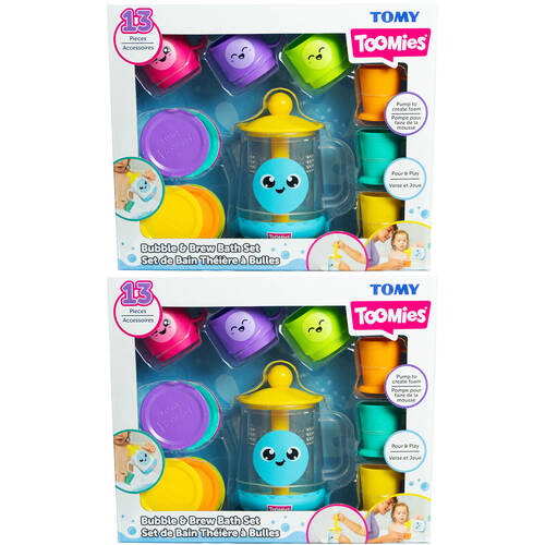 2x 13pc Toomies Bubble & Brew Deluxe Teatime Childrens Bath Toy Set 18m+