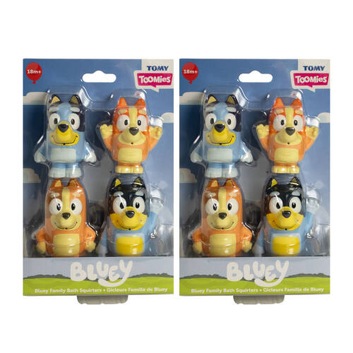 2x 4pc Toomies Bluey Family Bath Squirters Childrens Water Toy Set 18m+