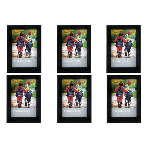 6PK Frankie & Me Window Wooden 4x6'' Picture Frame Home/Office Photo Decor Black