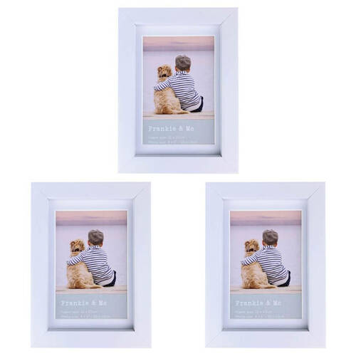 3PK Frankie & Me Wooden Border 4x6'' Picture Frame Home/Office Photo Decor White
