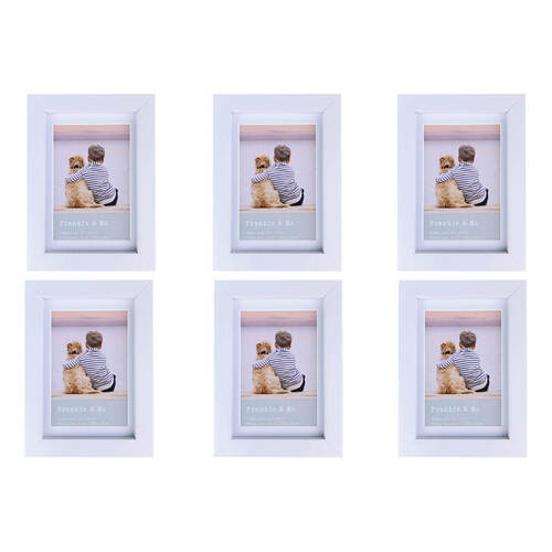 6PK Frankie & Me Wooden Border 4x6'' Picture Frame Home/Office Photo Decor White