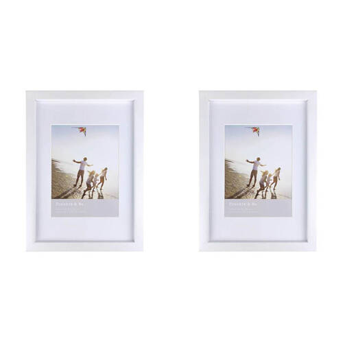2PK Frankie & Me Wooden Border 6x8'' Picture Frame Home/Office Photo Decor White