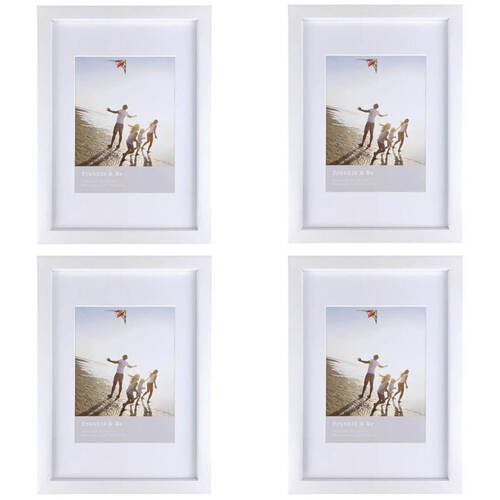 4PK Frankie & Me Wooden Border 6x8'' Picture Frame Home/Office Photo Decor White