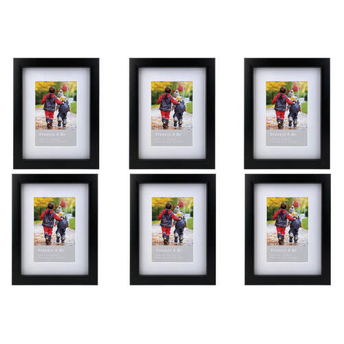 6PK Frankie & Me Wooden Border 4x6'' Picture Frame Home/Office Photo Decor Black
