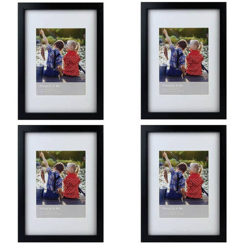 4PK Frankie & Me Wooden Border 6x8'' Picture Frame Home/Office Photo Decor Black