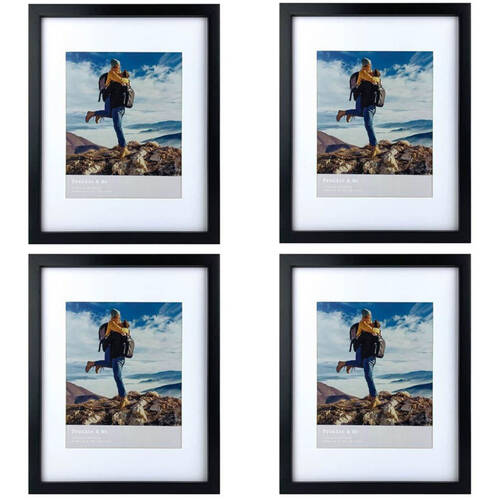 4PK Frankie & Me Wooden Border 8x10'' Picture Frame Home/Office Photo Decor Black