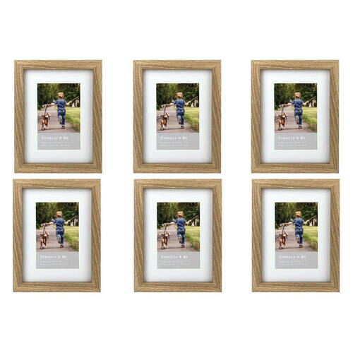 6PK Frankie & Me Wooden Border 4x6'' Picture Frame Home/Office Photo Decor Oak