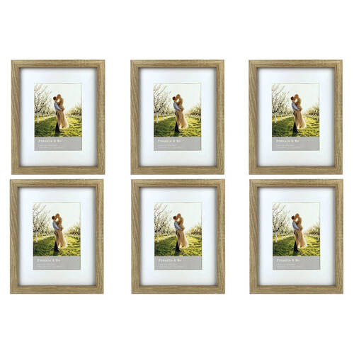 6PK Frankie & Me Wooden Border 5x7'' Picture Frame Home/Office Photo Decor Oak
