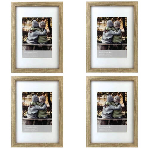 4PK Frankie & Me Wooden Border 6x8'' Picture Frame Home/Office Photo Decor Oak