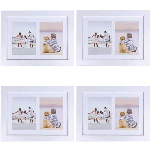4PK Frankie & Me Wooden Collage 5x7'' Double Picture Frame Home/Office Decor White