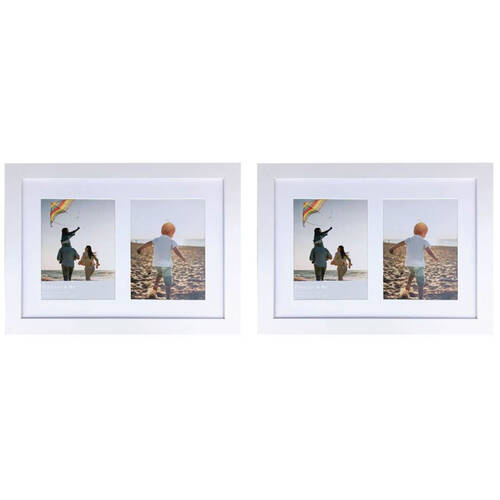 2PK Frankie & Me Wooden Collage 6x8'' Double Picture Frame Home/Office Decor White