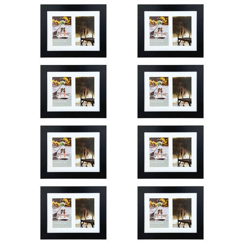 8PK Frankie & Me Wooden Collage 4x6'' Double Picture Frame Home/Office Decor Black