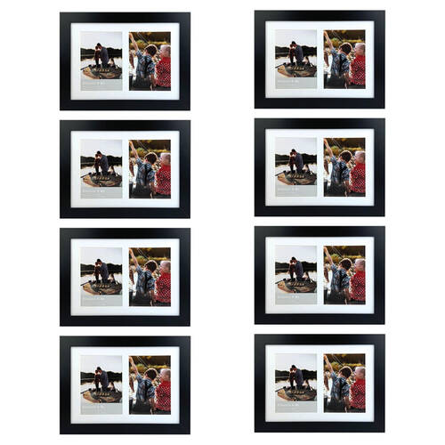 8PK Frankie & Me Wooden Collage 5x7'' Double Picture Frame Home/Office Decor Black