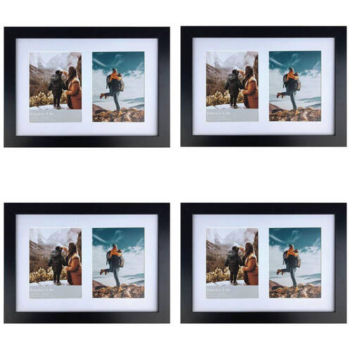 4PK Frankie & Me Wooden Collage 6x8'' Double Picture Frame Home/Office Decor Black