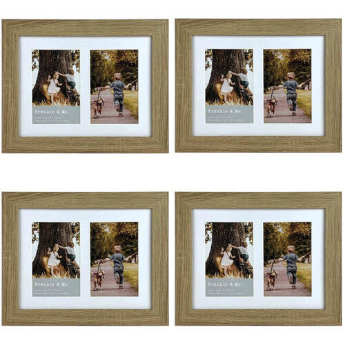 4PK Frankie & Me Wooden Collage 4x6'' Double Picture Frame Home/Office Decor Oak