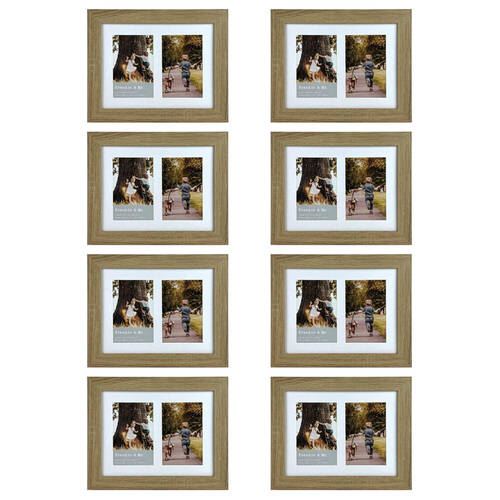 8PK Frankie & Me Wooden Collage 4x6'' Double Picture Frame Home/Office Decor Oak
