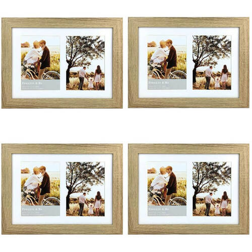 4PK Frankie & Me Wooden Collage 5x7'' Double Picture Frame Home/Office Decor Oak