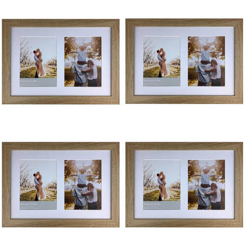 4PK Frankie & Me Wooden Collage 6x8'' Double Picture Frame Home/Office Decor Oak