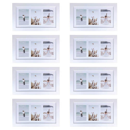 8PK Frankie & Me Wooden Collage 4x6'' Triple Picture Frame Home/Office Decor White