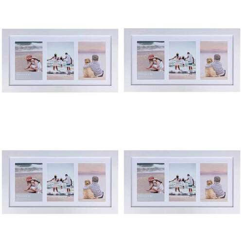4PK Frankie & Me Wooden Collage 5x7'' Triple Picture Frame Home/Office Decor White