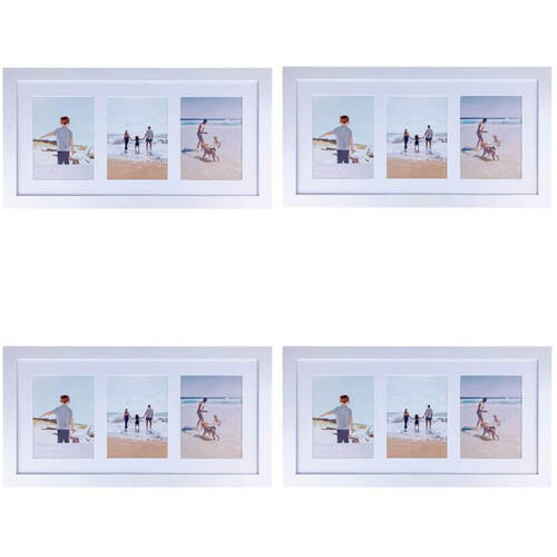 4PK Frankie & Me Wooden Collage 6x8'' Triple Picture Frame Home/Office Decor White