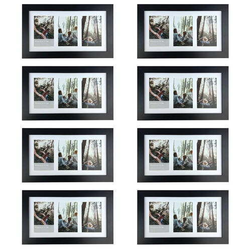8PK Frankie & Me Wooden Collage 4x6'' Triple Picture Frame Home/Office Decor Black