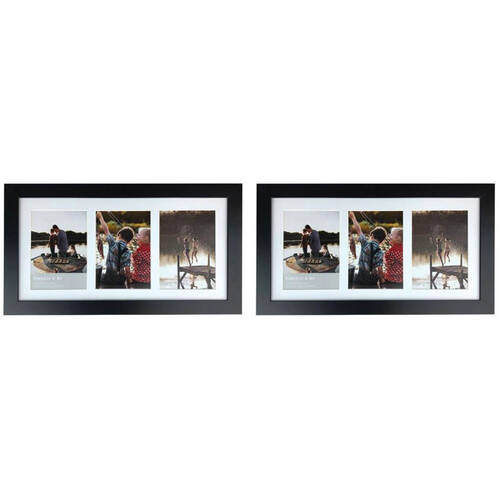 2PK Frankie & Me Wooden Collage 5x7'' Triple Picture Frame Home/Office Decor Black