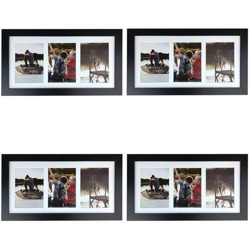 4PK Frankie & Me Wooden Collage 5x7'' Triple Picture Frame Home/Office Decor Black