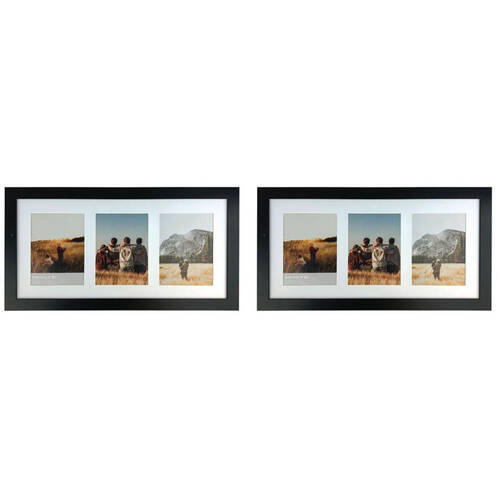 2PK Frankie & Me Wooden Collage 6x8'' Triple Picture Frame Home/Office Decor Black