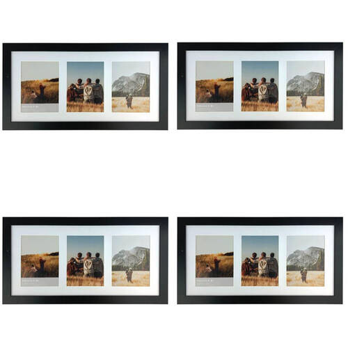 4PK Frankie & Me Wooden Collage 6x8'' Triple Picture Frame Home/Office Decor Black