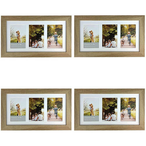 4PK Frankie & Me Wooden Collage 4x6'' Triple Picture Frame Home/Office Decor Oak