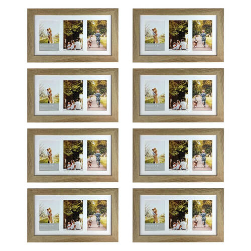 8PK Frankie & Me Wooden Collage 4x6'' Triple Picture Frame Home/Office Decor Oak