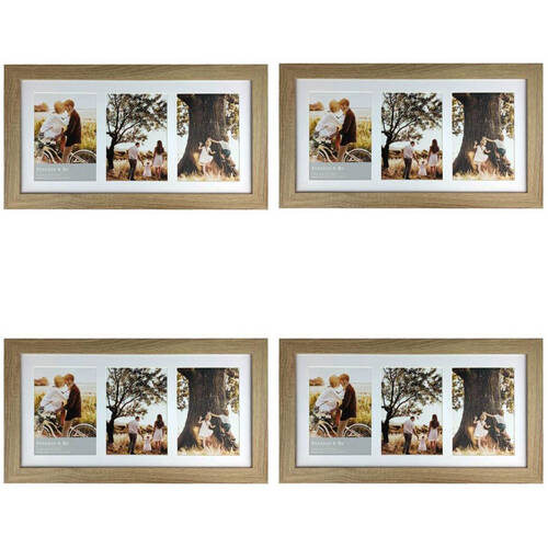 4PK Frankie & Me Wooden Collage 5x7'' Triple Picture Frame Home/Office Decor Oak