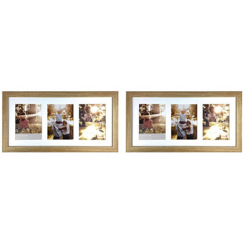 2PK Frankie & Me Wooden Collage 6x8'' Triple Picture Frame Home/Office Decor Oak