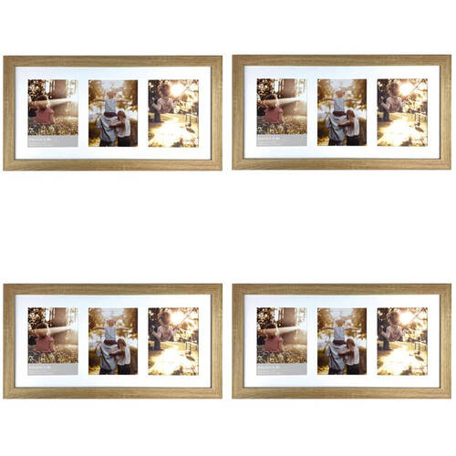 4PK Frankie & Me Wooden Collage 6x8'' Triple Picture Frame Home/Office Decor Oak
