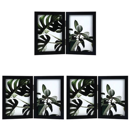 3PK Frankie & Me Hinged 4x6'' Double Picture Frame Home/Office Photo Decor Black