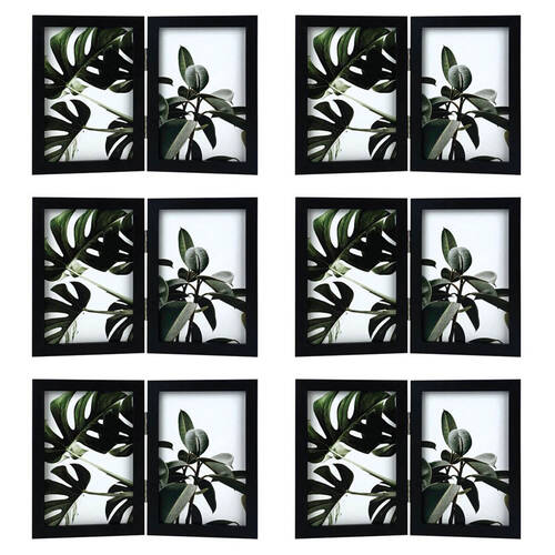 6PK Frankie & Me Hinged 4x6'' Double Picture Frame Home/Office Photo Decor Black