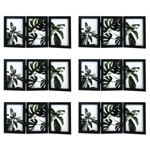 6PK Frankie & Me Hinged 4x6'' Triple Picture Frame Home/Office Photo Decor Black
