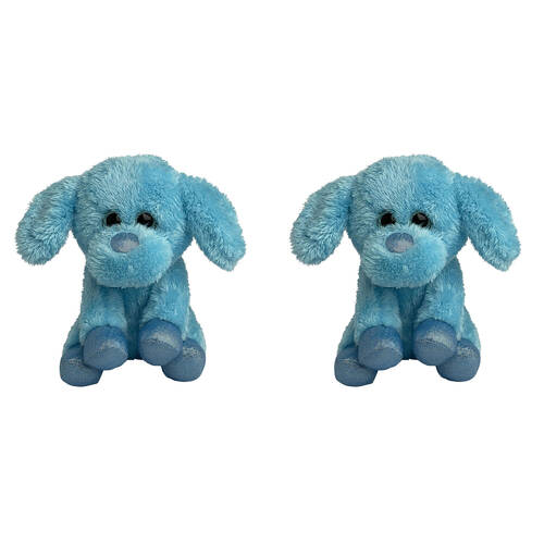 2PK Momoko Dog Foil Animal Sit Stuffed Doll Kids/Children Soft Plush Toy 20cm Blue
