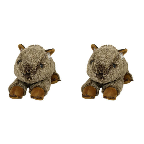 2PK Momoko Aust Wombat Animal Stuffed Doll Kids/Children Soft Plush Toy 25cm Brown