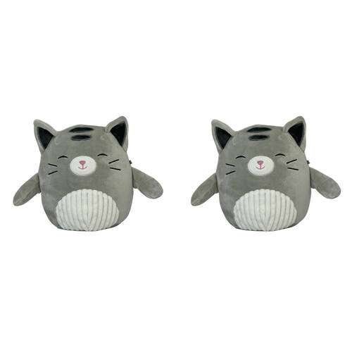 2PK Momoko Squish Cat Animal Stuffed Doll Kids/Children Soft Plush Toy 25cm Grey