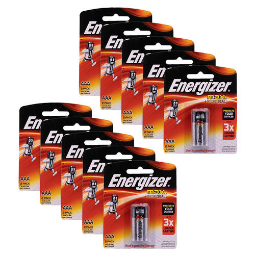 10x 2pc Energizer Max AAA Alkaline Powered Battery For Most Devices