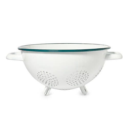 St. Clare Enamel Colander 24cm Seive Basket Strainer White