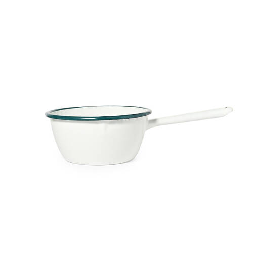 St. Clare Enamel Heavy Duty Carbon Steel Milk Saucepan 16cm White/Green