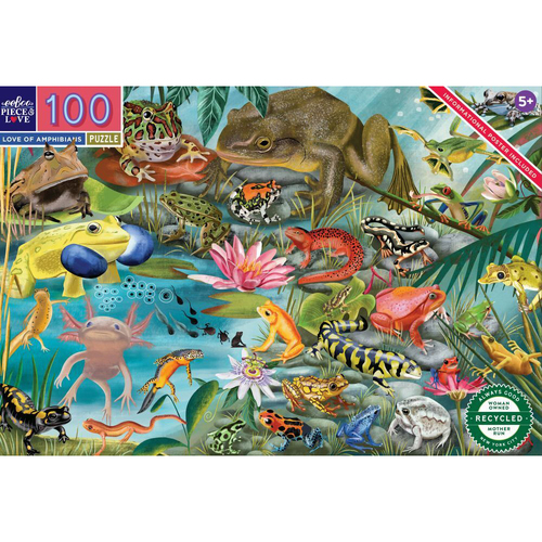 100pc eeBoo Jigsaw Puzzle Love of Amphibians 45x68cm Educational Game 5+