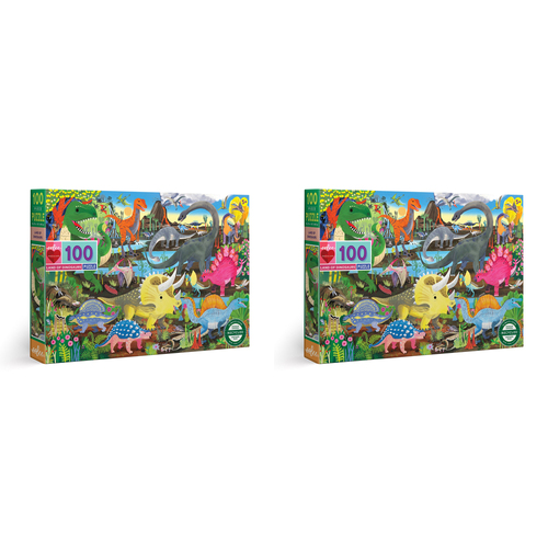 2x 100pc eeBoo Jigsaw Puzzle Land of Dinosaurs 45x68cm Educational Game 5+