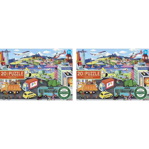 2x 20pc eeBoo Kids Jigsaw Puzzle 28x38cm Vehicles 3y+