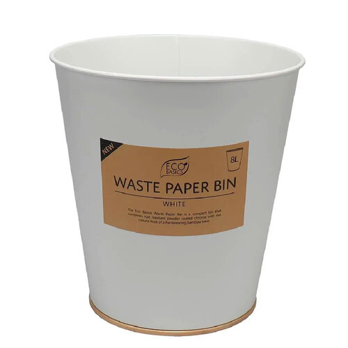 Eco Basics Compact Waste Paper Rubbish Bin 8L - White