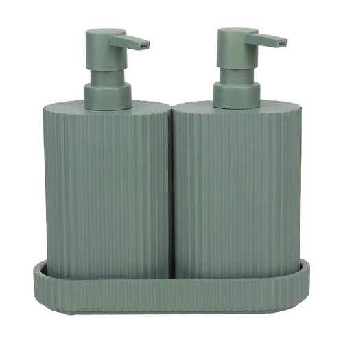 Eco Basics Wash Station Duo Soap Dispenser Resin Plastic Bathroom - Green